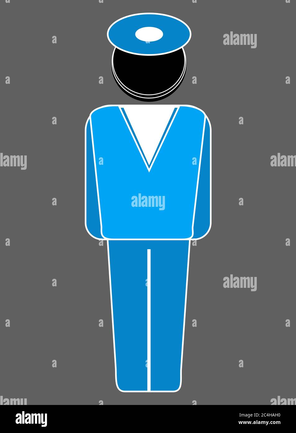 Icon blauer Seemann Mann mit einem Hut Stock Vektor