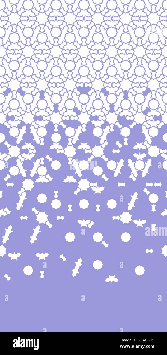 Arabesque violett Vektor nahtlose Grenze. Geometrische Halbtonstruktur mit Auflösung der Farbplättchen Stock Vektor
