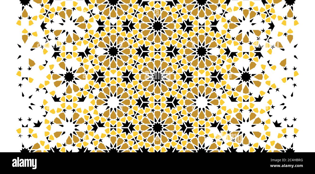 Arab geometric flower star vector pattern, border, texture, wallpaper, decoration. Geometric arab halftone pattern with color tile disintegration Stock Vektor