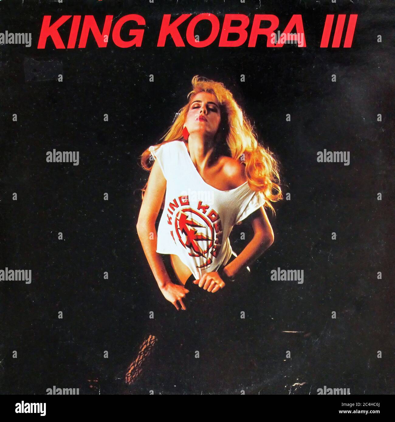King Kobra III unzensierte Innenhülse Orig. UK 12'' LP Vinyl - Vintage Cover Stockfoto
