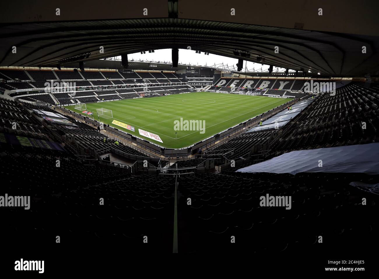 Allgemeine Sicht auf das Spielfeld, bevor der Himmel Wette Championship Match im Pride Park, Derby. Stockfoto
