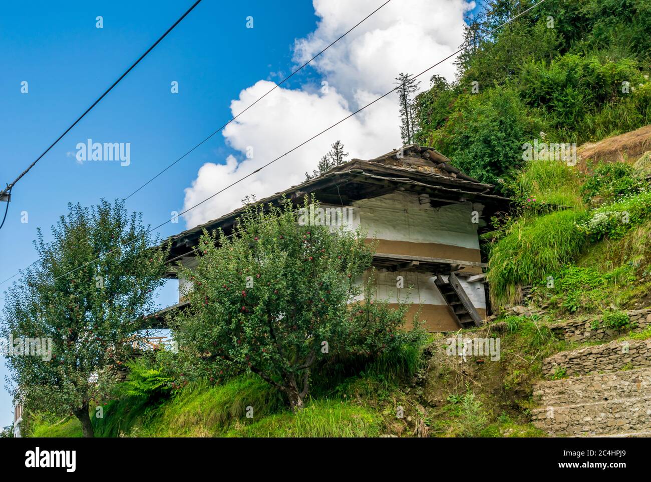 Ein Haus in den Bergen, Shoja, Himachal Pradesh, Indien Stockfoto