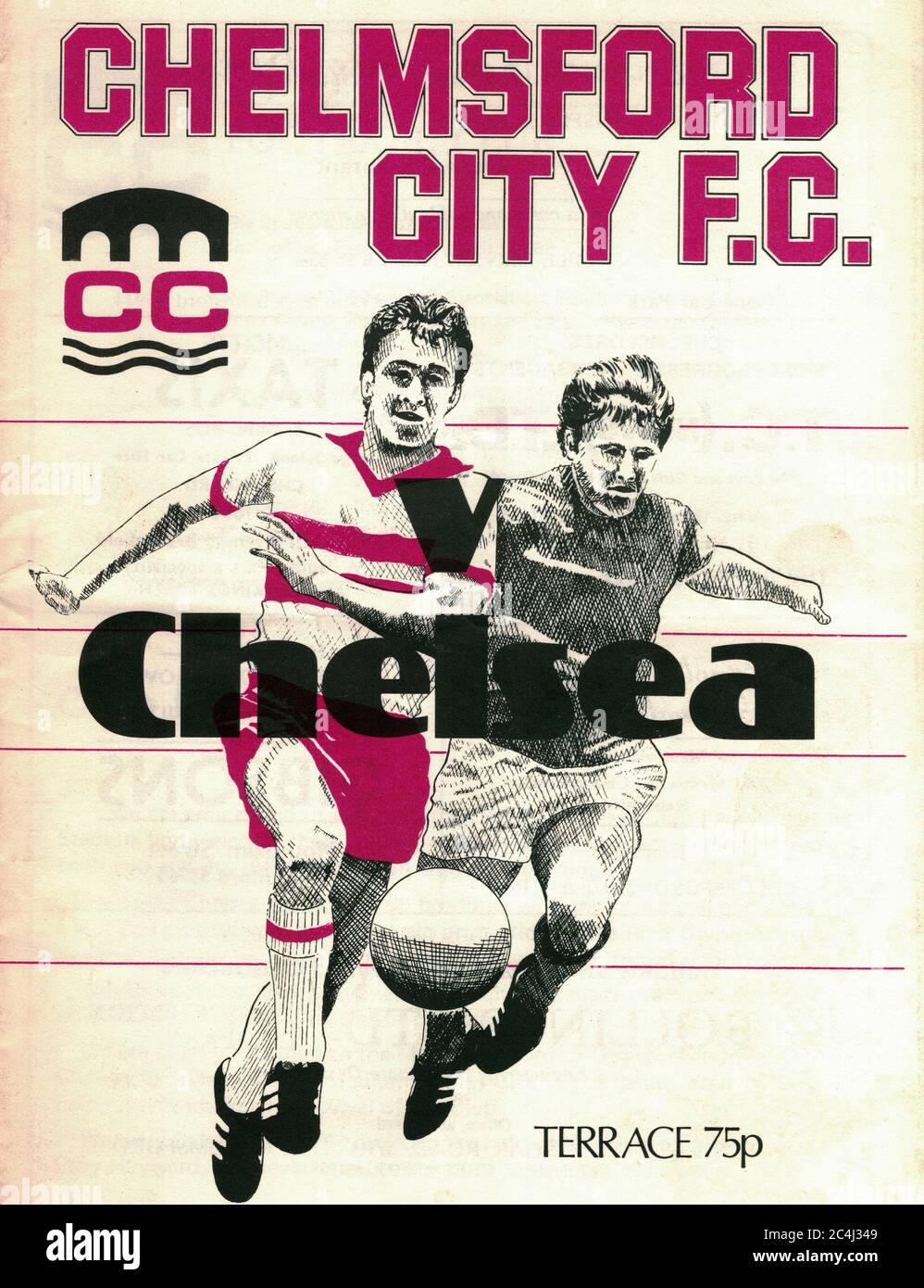 Chelmsford City / Chelsea FC Programm Stockfoto
