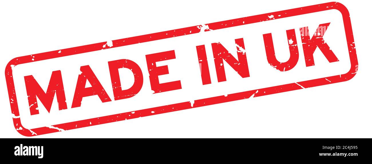 Grunge rot made in UK (United Kingom) quadratischer Gummisiegelstempel auf weißem Hintergrund Stock Vektor