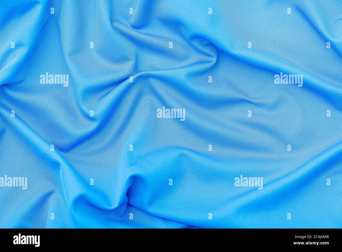 Blaues Stofftuch, Polyester-Textur, Sport tragen Hintergrund Stockfoto