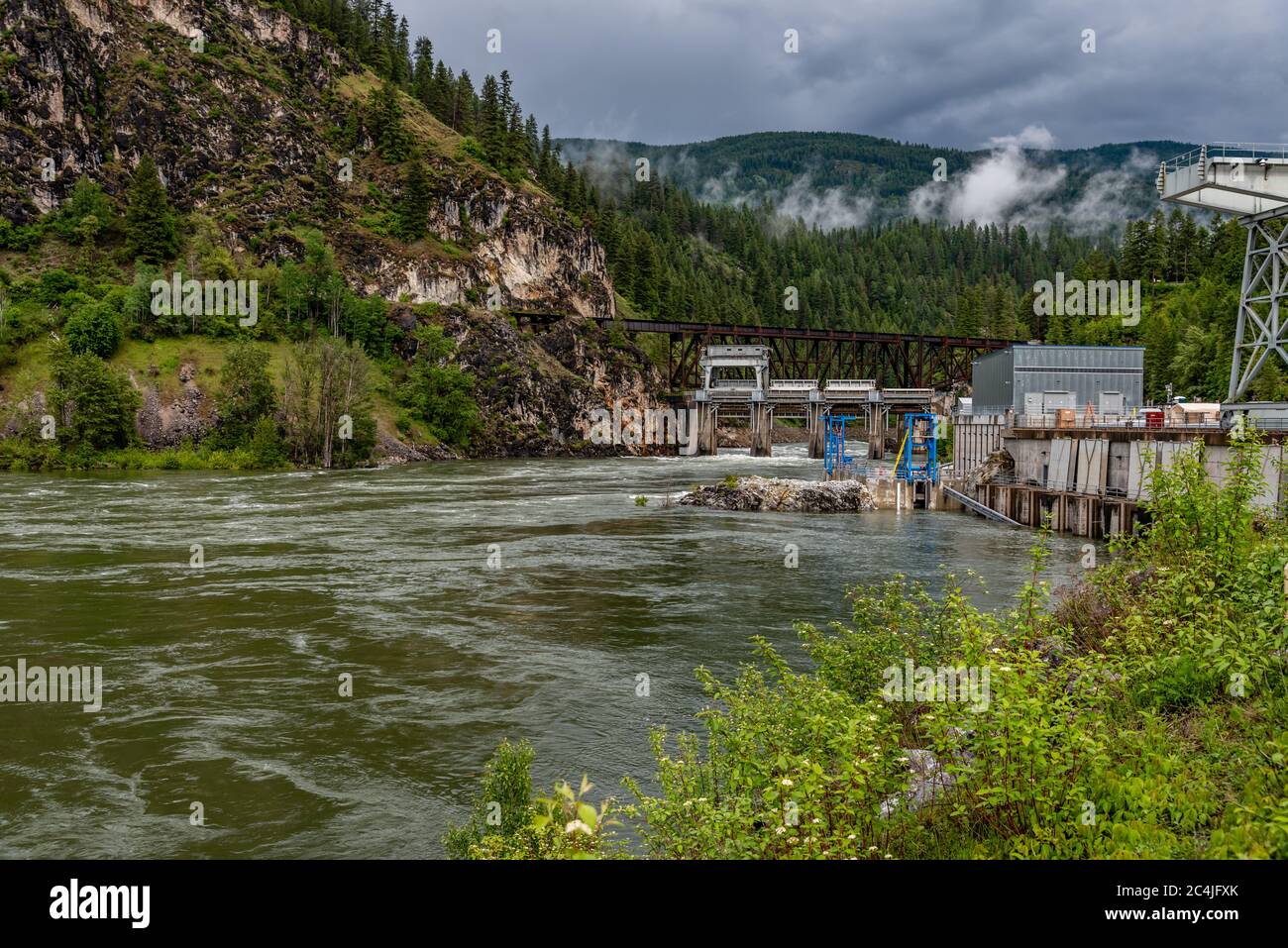 Box Canyon Dam Am Pend Oreille River Stockfoto