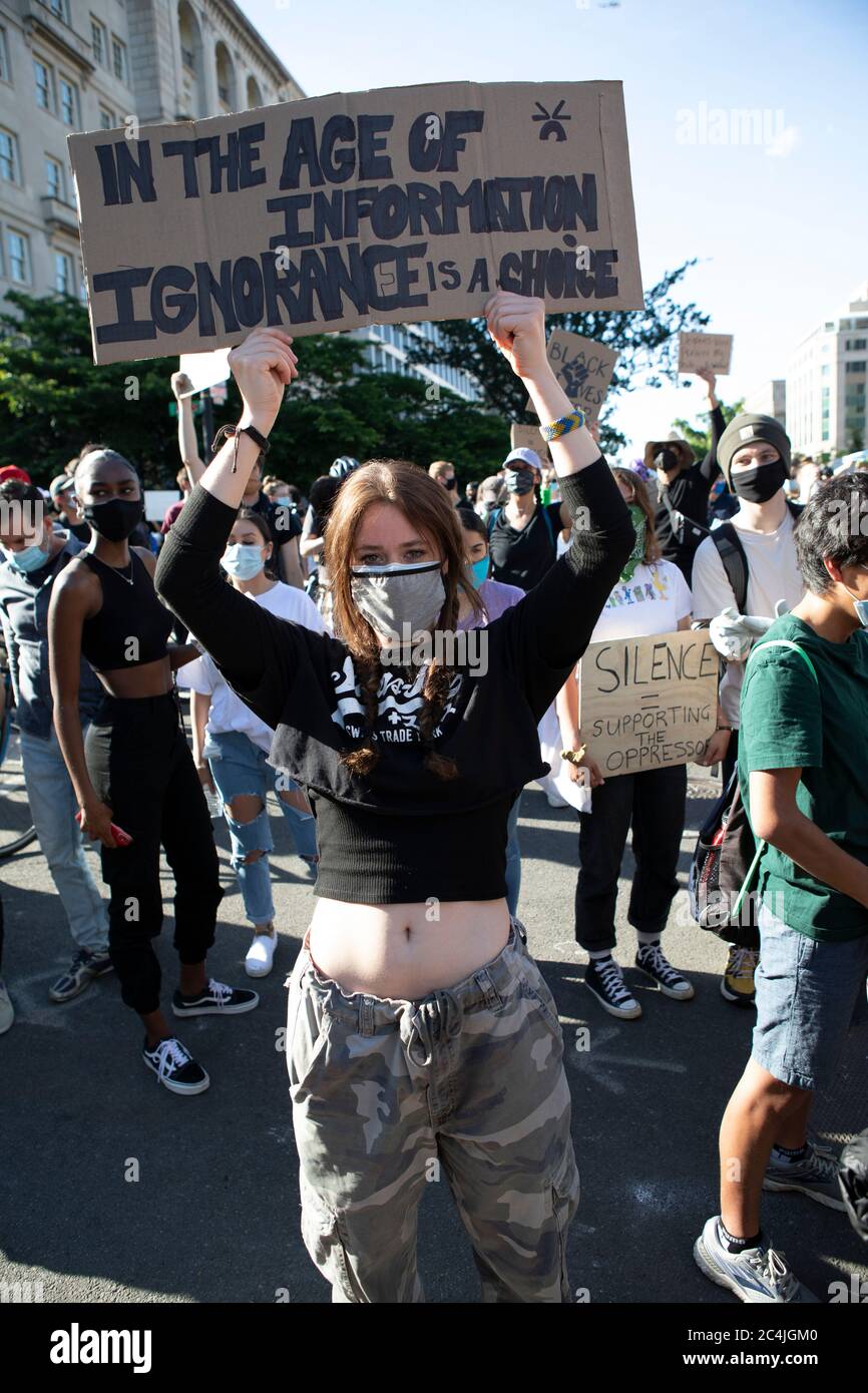 Friedlicher Protestor vor dem Weißen Haus Stockfoto