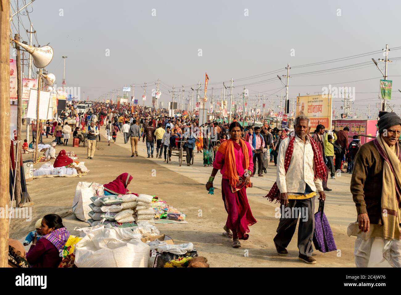 Kumbha Mela, Allahabad, Uttar Pradesh, Indien; 17-Feb-2019; Straßen von Kumbh Stockfoto