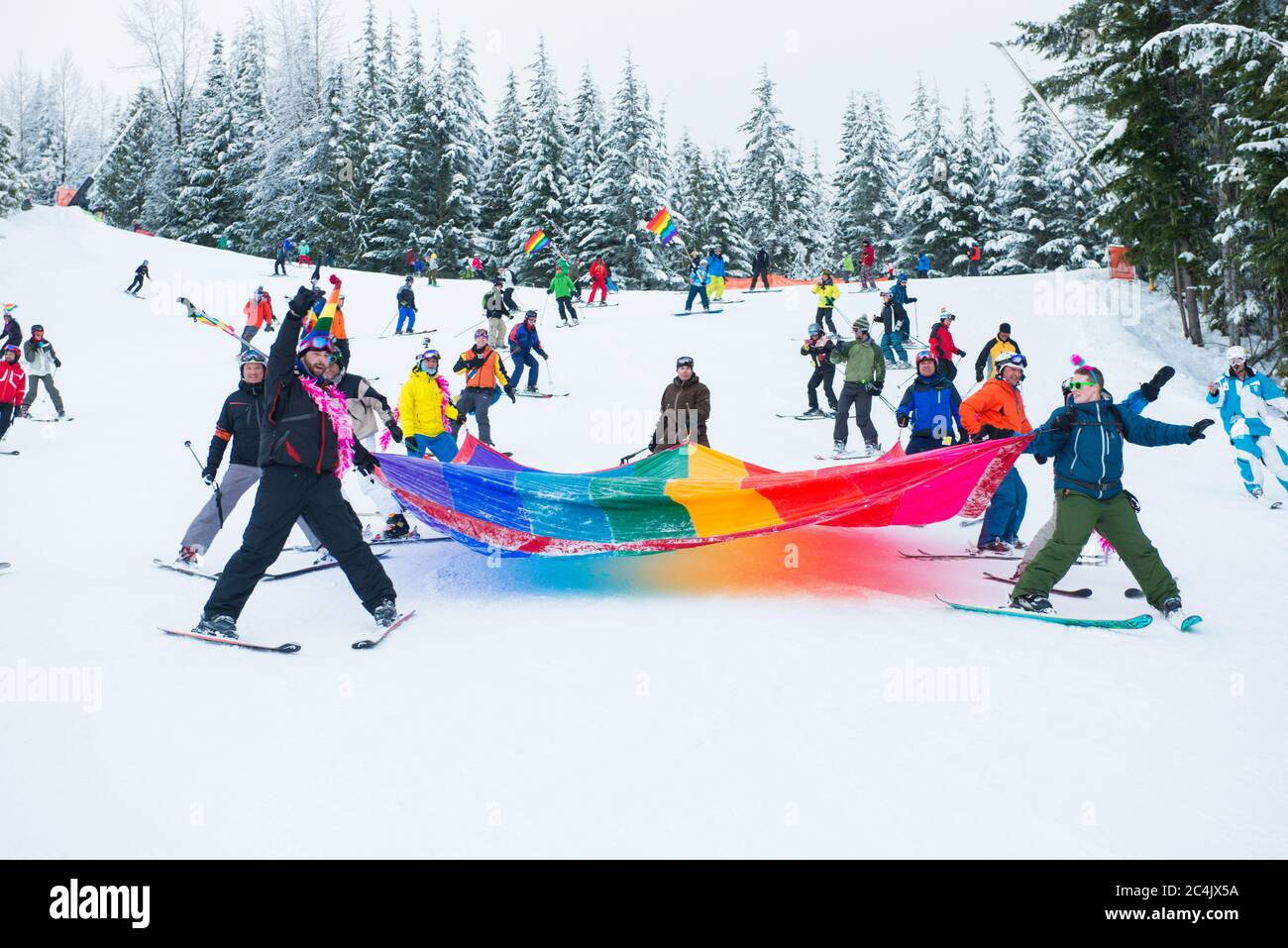 Whistler, BC, Kanada: Winter Pride Ski Out and Parade – Stock Photo Stockfoto