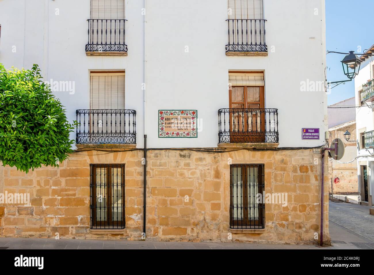 Haus, wo der Dichter Antonio Machado lebte. DER TEXT 'AQUI VIVIO EL POETA D ANTONIO MACHADO EL CIT EN EN CENTENARIO DE SU NACIMIENTO' BEDEUTET HIER GELEBT Stockfoto