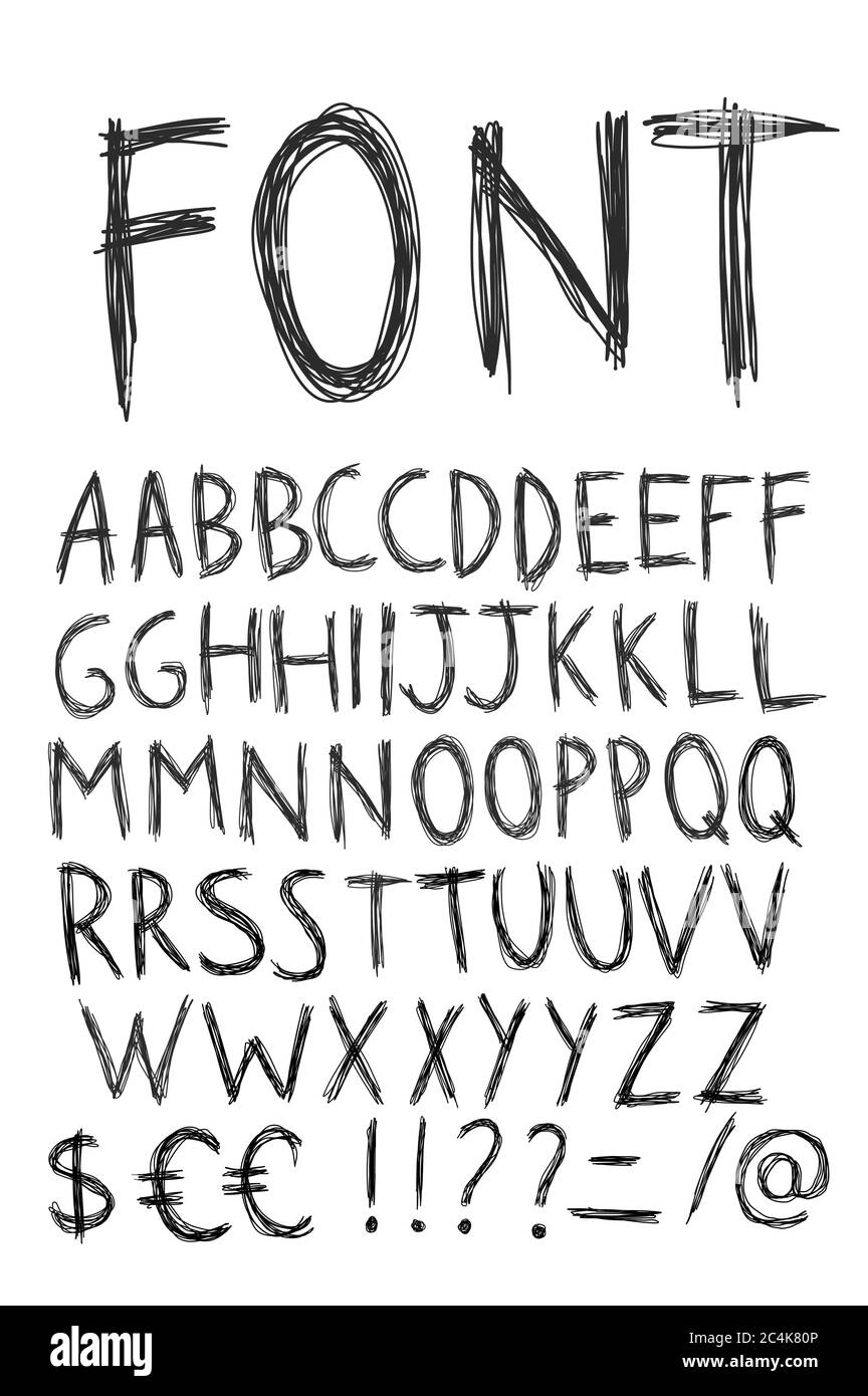 Handgezeichnetes Alphabet. Vektorgrafik. Stock Vektor