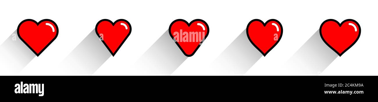 Rote Herzform mit Konturlinie. Medizinisches Symbol, Liebeszeichen isoliert auf Hintergrund. Symbol Fest des Heiligen Valentinstag. Flache Ausführung Stock Vektor