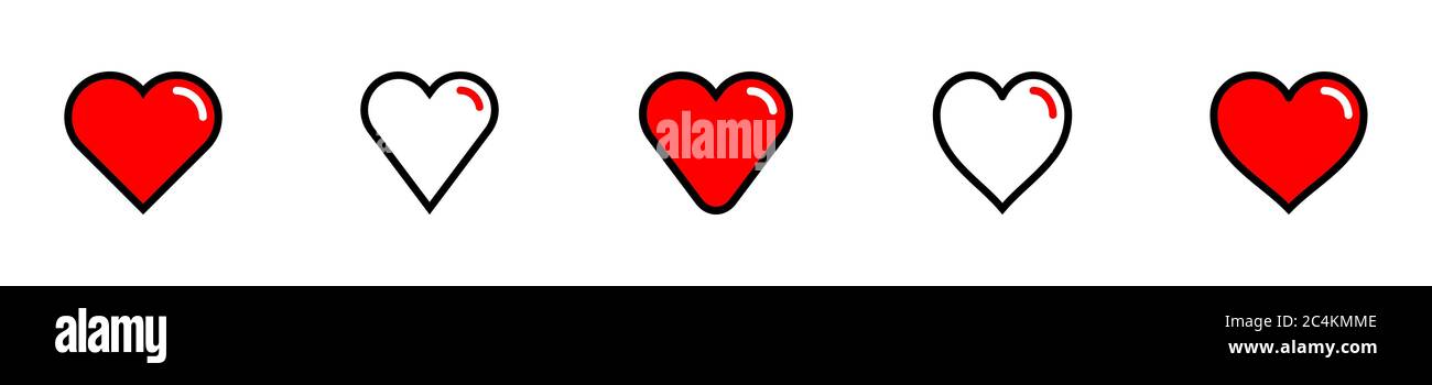 Rote Herzform mit Konturlinie. Medizinisches Symbol, Liebeszeichen isoliert auf Hintergrund. Symbol Fest des Heiligen Valentinstag. Flache Ausführung Stock Vektor