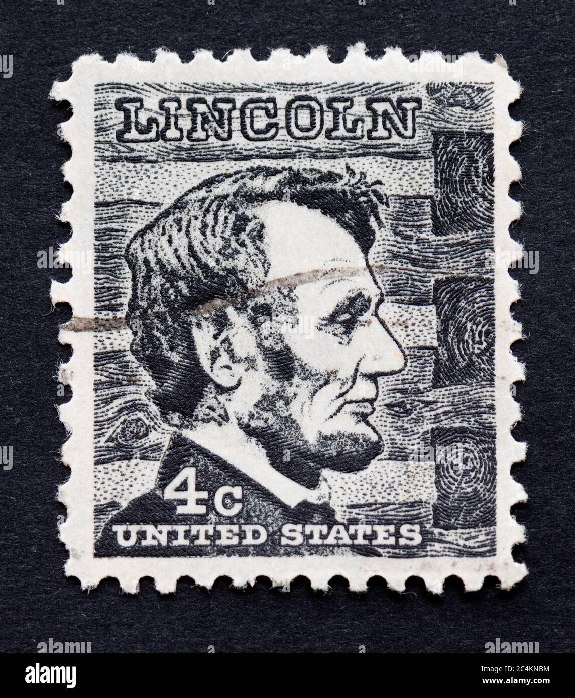 Abraham Lincoln 4c 1965 schwarze Briefmarke aus prominenter americans-Serie Stockfoto