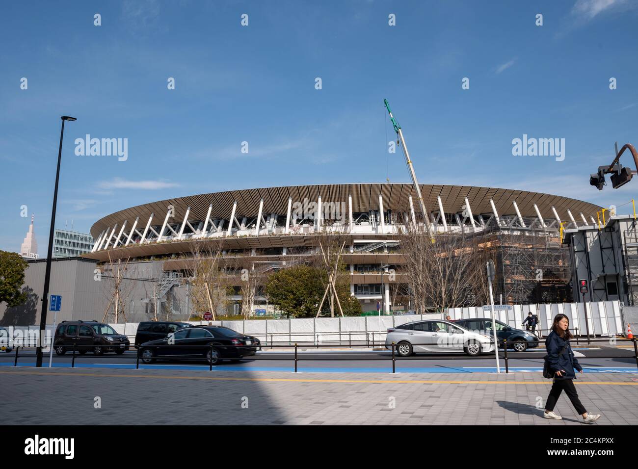 Das neue Nationalstadion wird für die Olympischen Spiele 2020 in Tokio gebaut. Tokio, Japan. Stockfoto