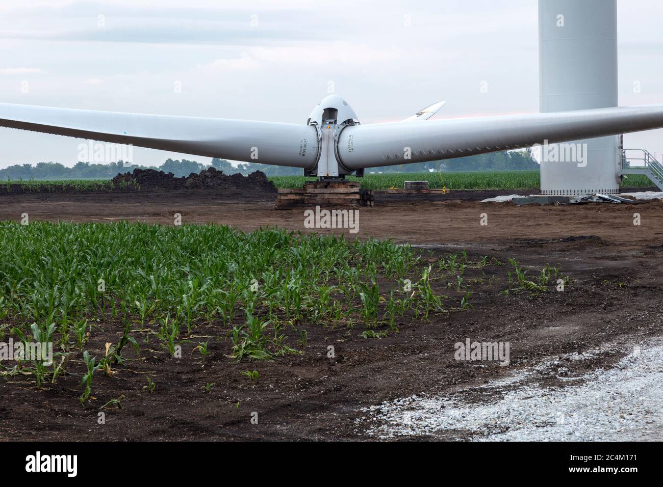 Windturbinenbau, Indiana, USA, von James D. Coppinger/Dembinsky Photo Assoc Stockfoto