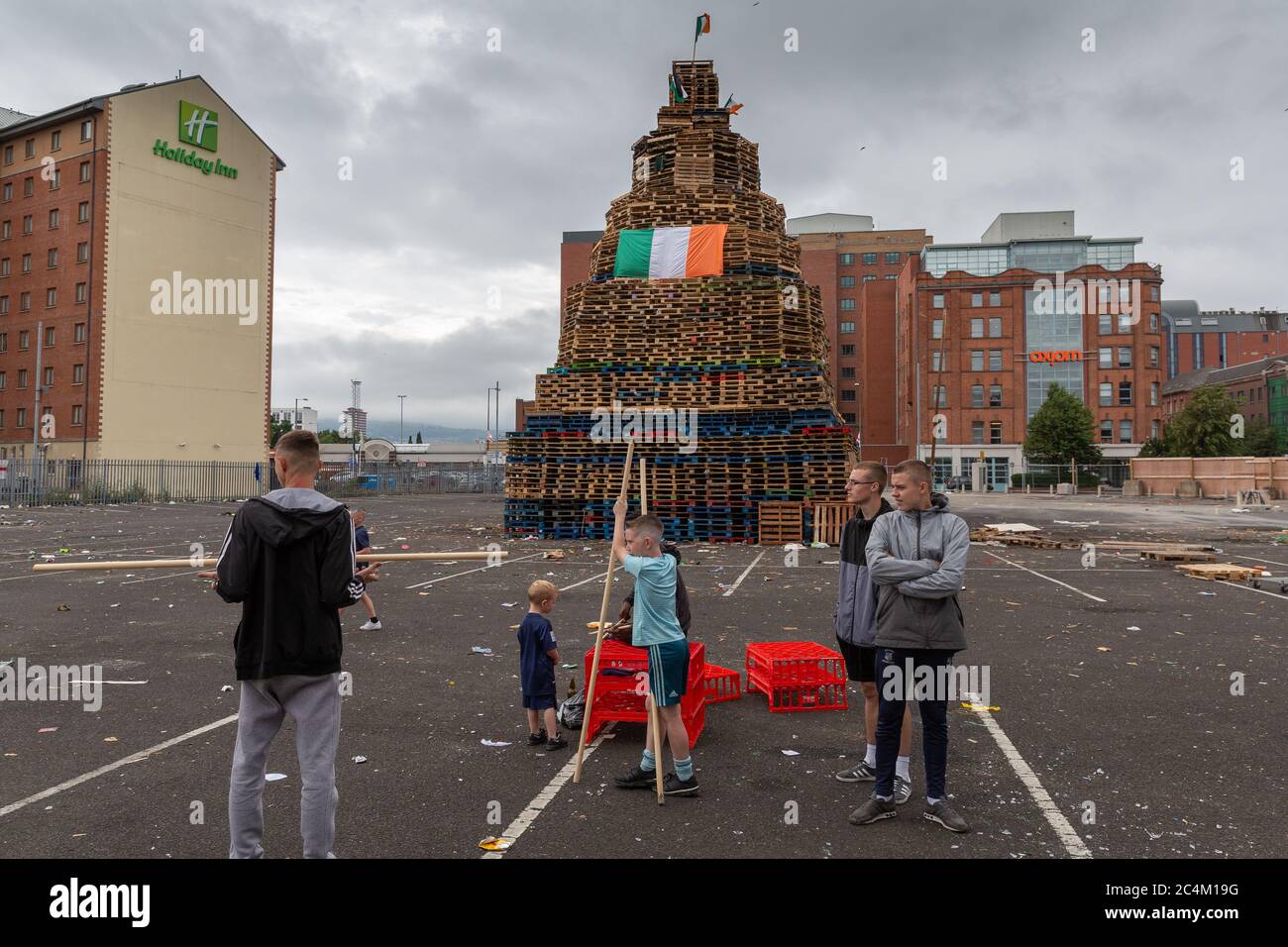 Sandy Row Bonfire, Belfast. 12. Juli Stockfoto