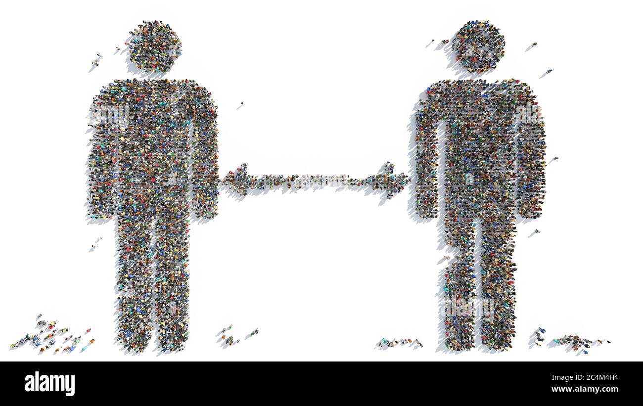 Soziale Distanzierung Konzept von Menschen zusammen stehen gebildet Stockfoto