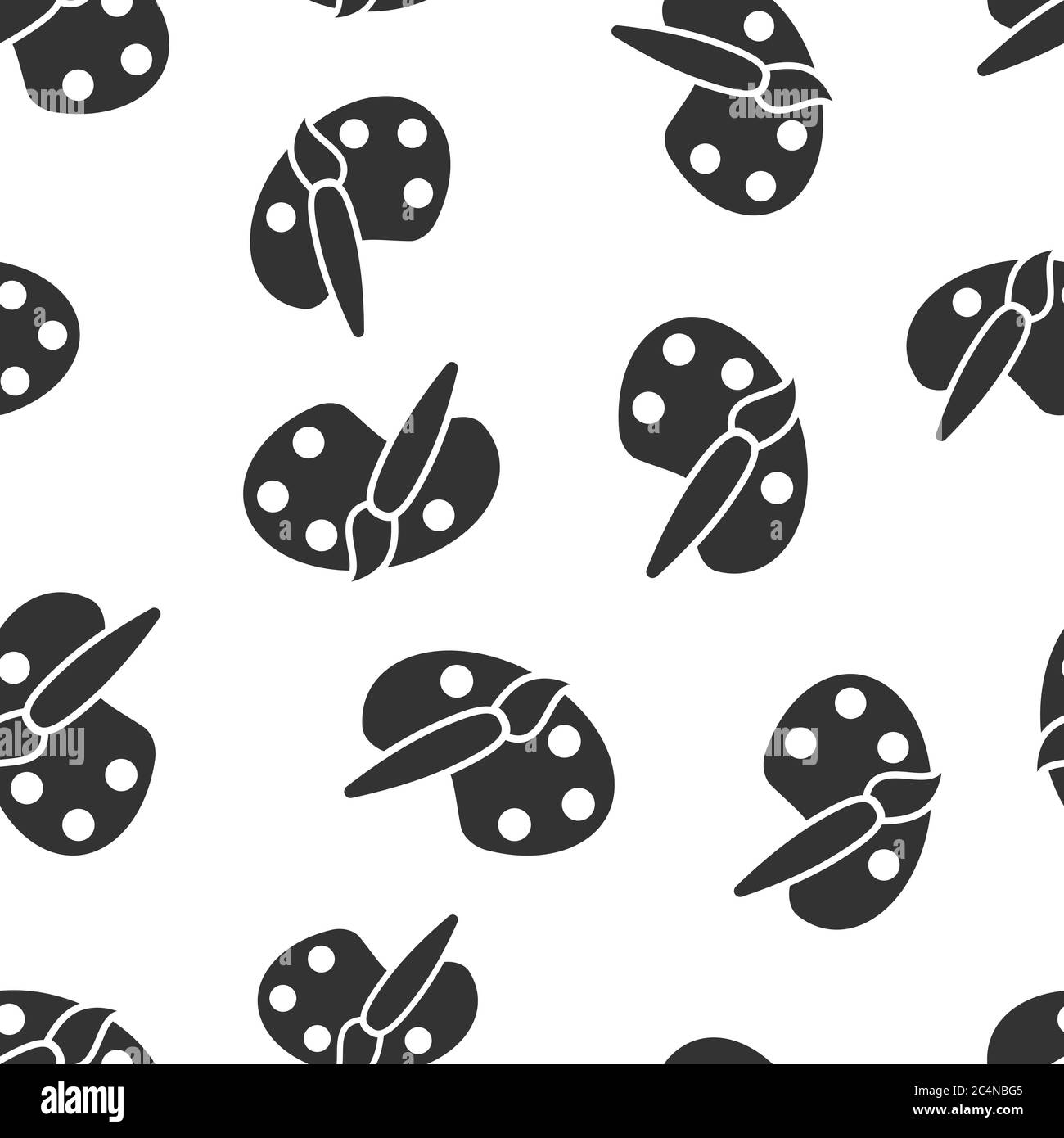 Pinsel-Symbol in flacher Form. Vektordarstellung auf weißem, isoliertem Hintergrund. Painter Instrument nahtlose Muster Geschäftskonzept. Stock Vektor