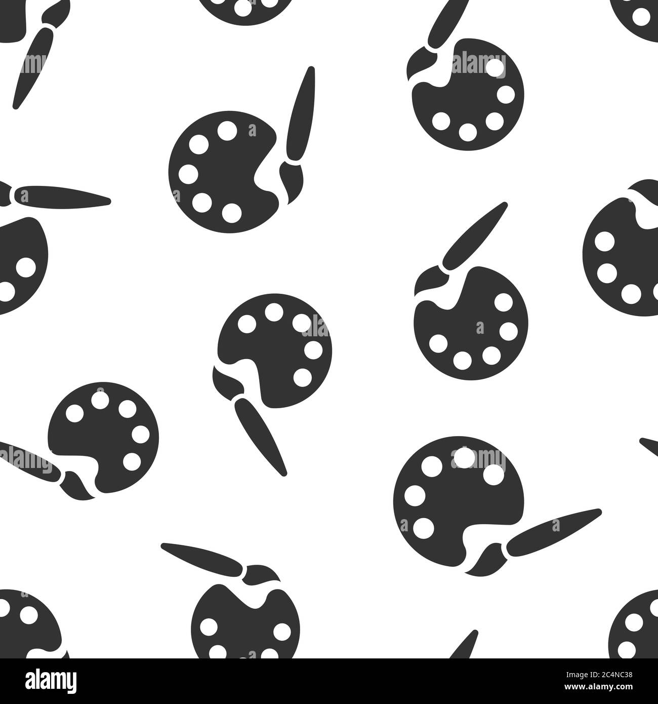 Pinsel-Symbol in flacher Form. Vektordarstellung auf weißem, isoliertem Hintergrund. Painter Instrument nahtlose Muster Geschäftskonzept. Stock Vektor