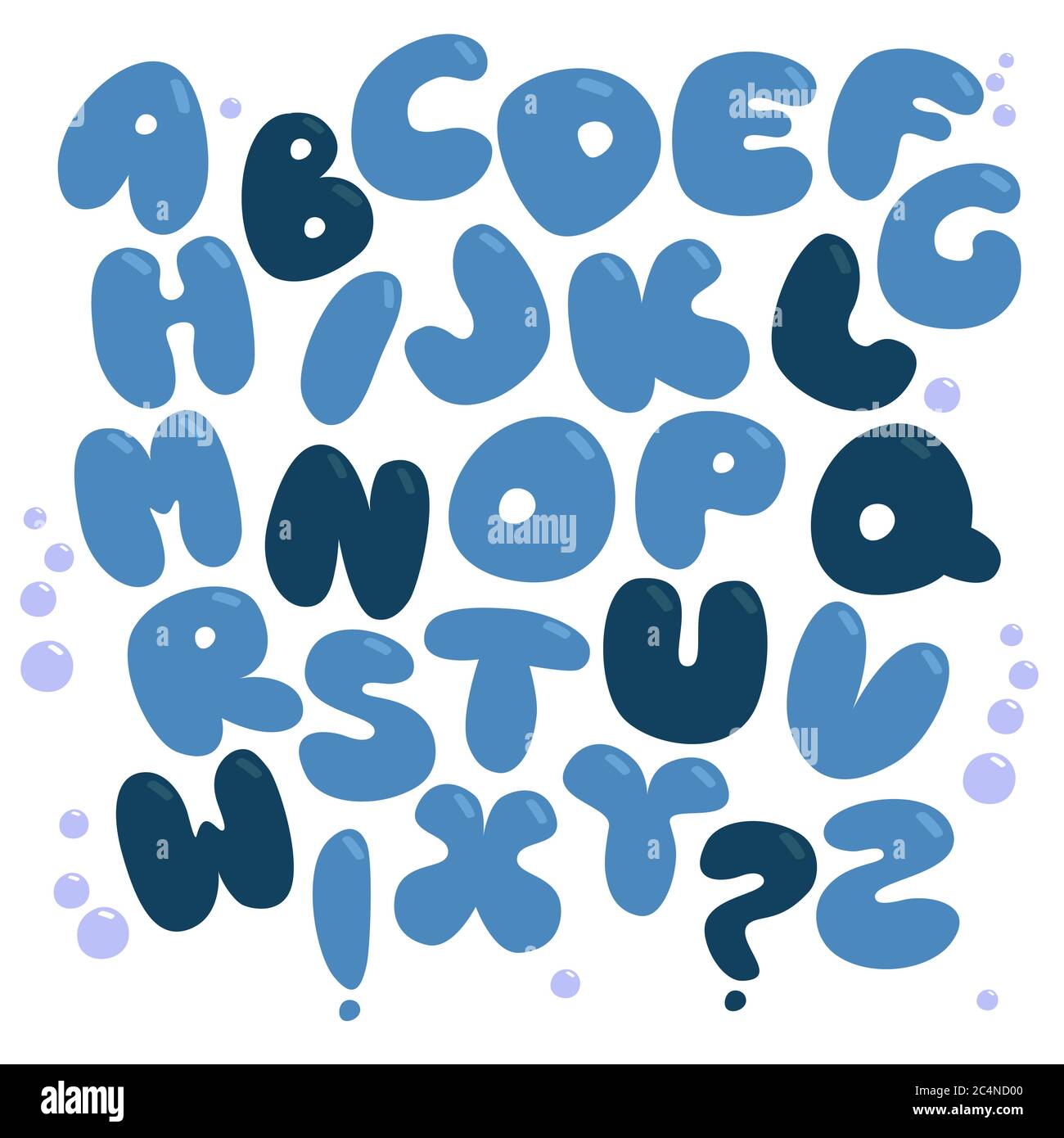 Bubble Alphabet. Farbiger Schriftzug für Kinder-Design. Satz von bunten hellen Buchstaben für Inschriften Stock Vektor