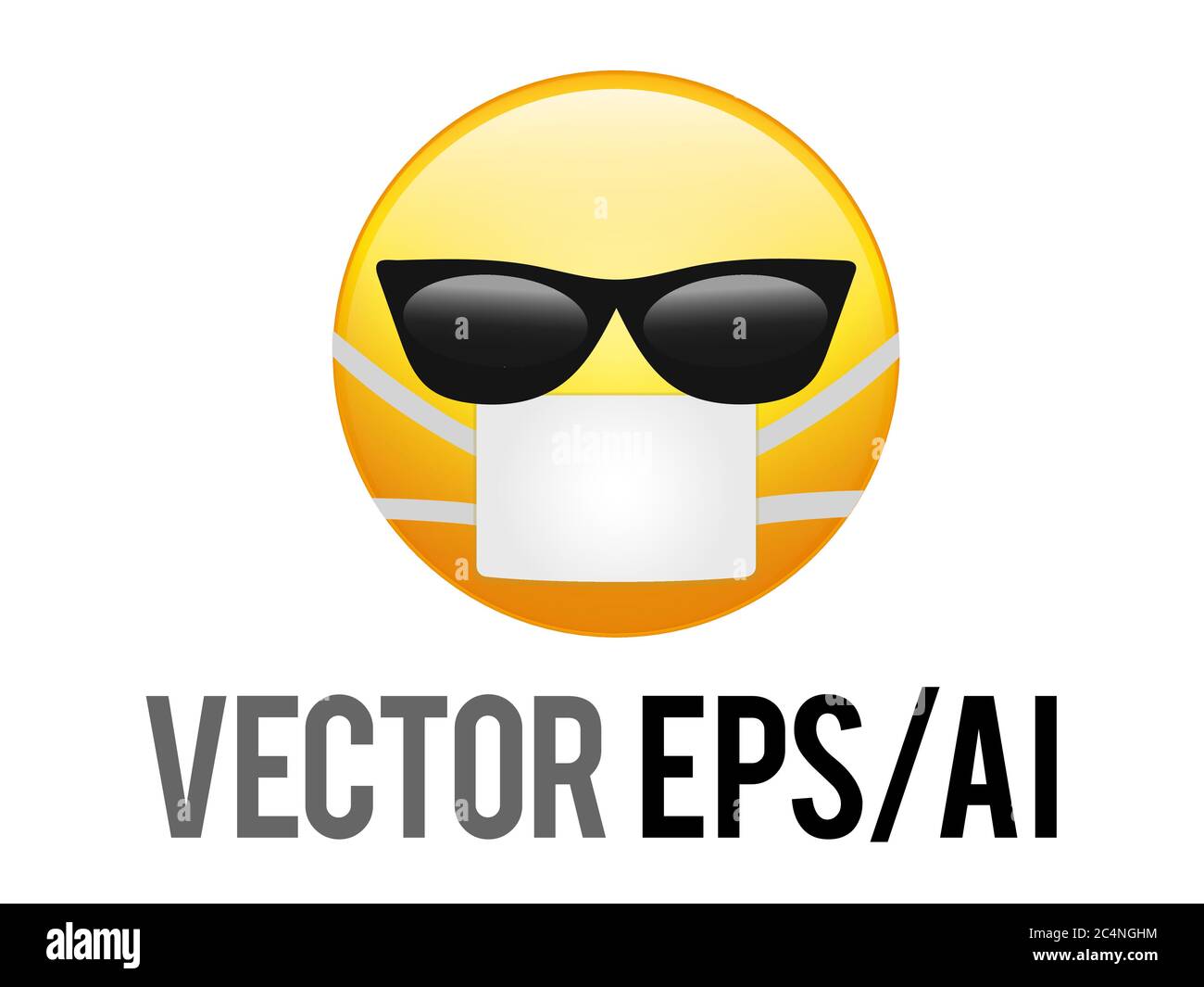 Das Isolierte Vektor-Gelbe Smiley-Gesicht-Symbol Mit Schwarzer Sonnenbrille  Und Coronavirus-Maske Stock-Vektorgrafik - Alamy