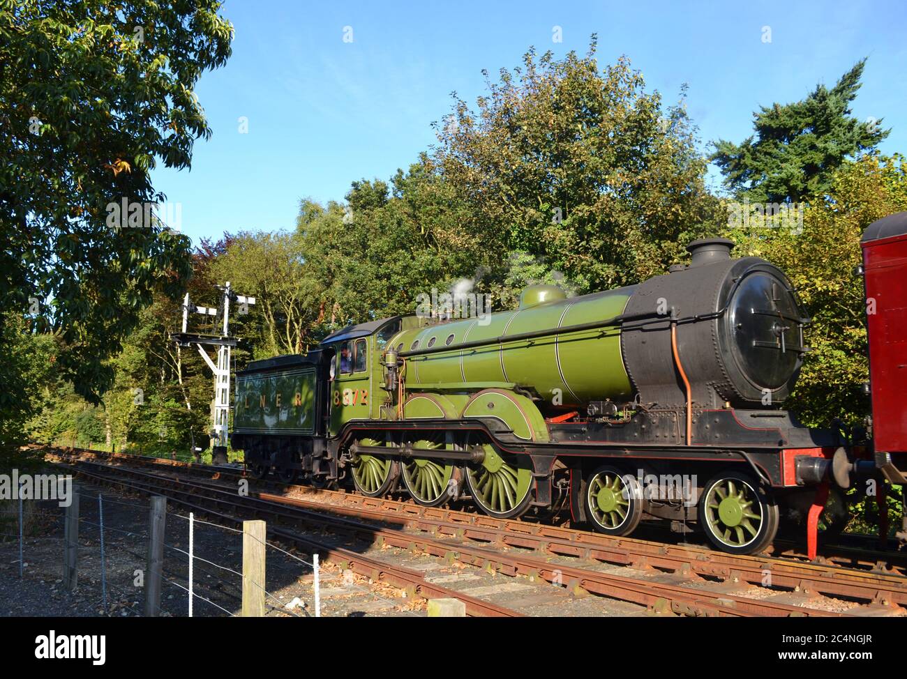 Dampfzug in holt, auf der North Norfolk Railway, Poppy Line, Großbritannien Stockfoto