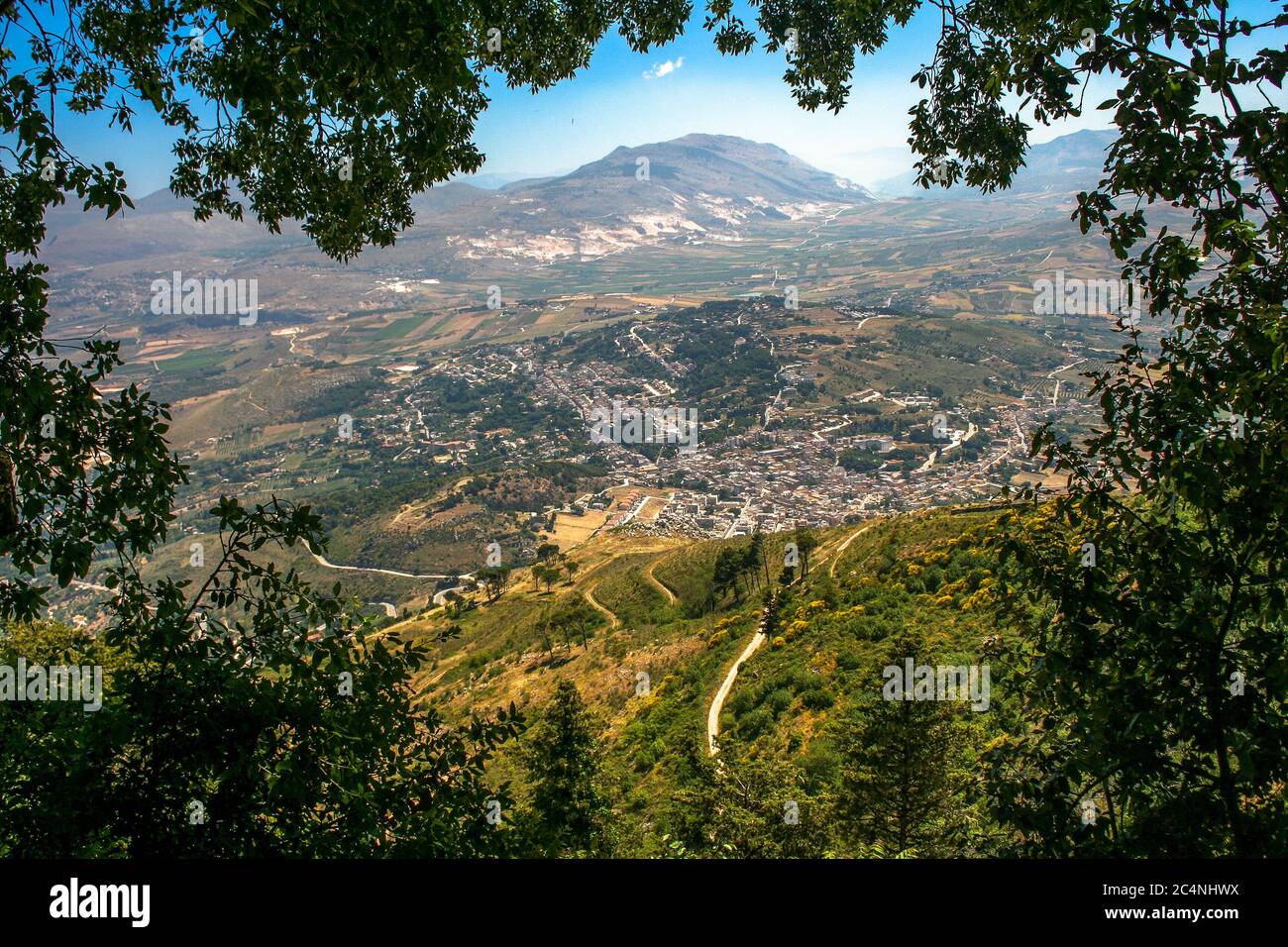 Ansicht der Provinz Trapani von der Burg Erice (Sizilien / Italien) Stockfoto