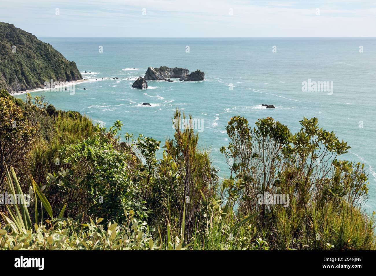 Blick vom Knights Point Lookout nach Arnott Point, Westküste, Südinsel, Neuseeland Stockfoto