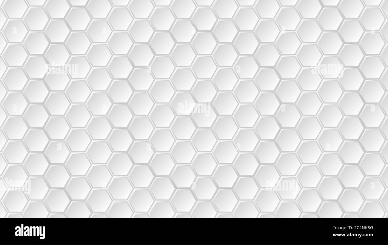 Abstrakter Hintergrund von weißen Sechseck-Kacheln mit grauen Lücken dazwischen Stock Vektor