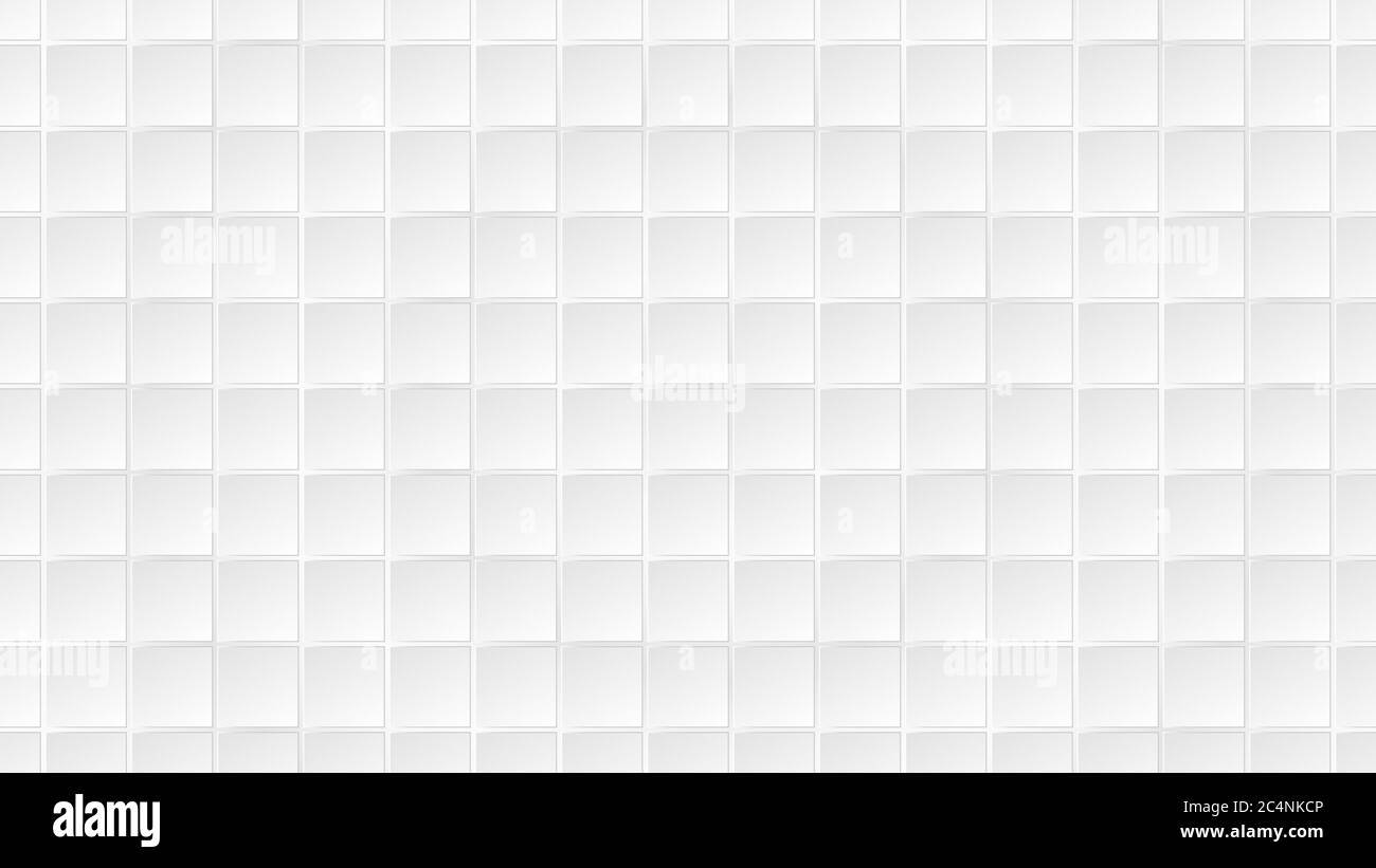 Abstrakter Hintergrund von weißen quadratischen Fliesen mit grauen Lücken zwischen ihnen Stock Vektor