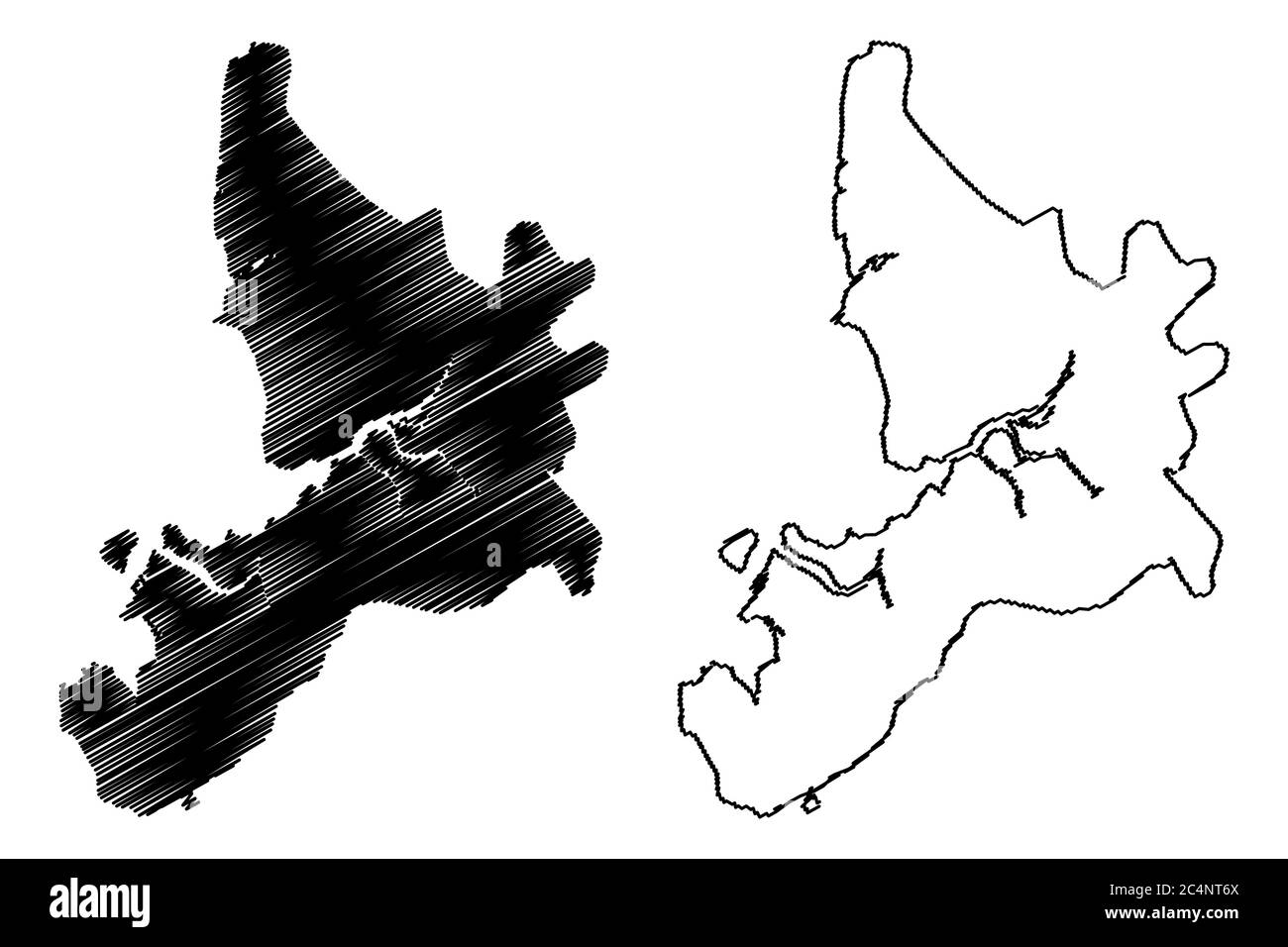 Navi Mumbai City (Republik Indien, Maharashtra Staat) Karte Vektor-Illustration, Skizze Scribble City of New Bombay Karte Stock Vektor
