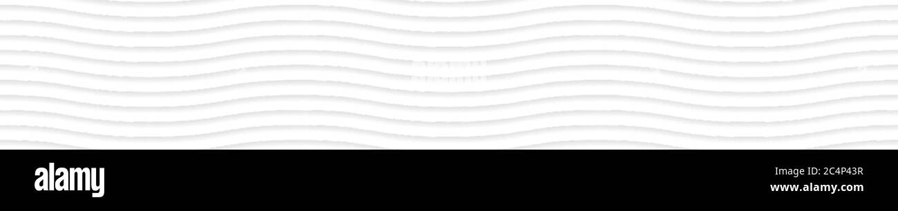 Abstraktes horizontales Banner mit welligen Linien und Schatten in weißen und grauen Farben Stock Vektor