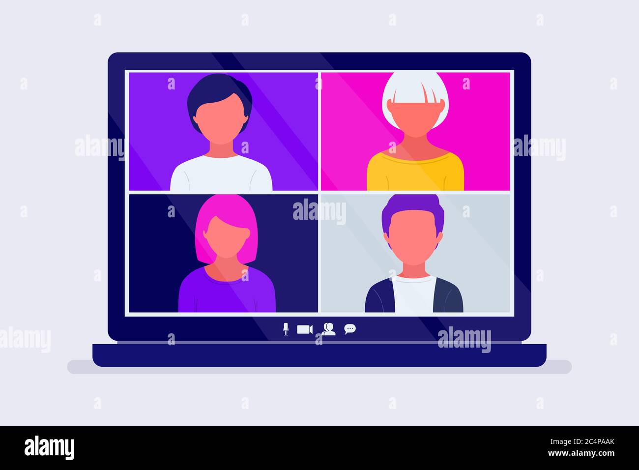 Videokonferenz auf dem Computerbildschirm Stock Vektor
