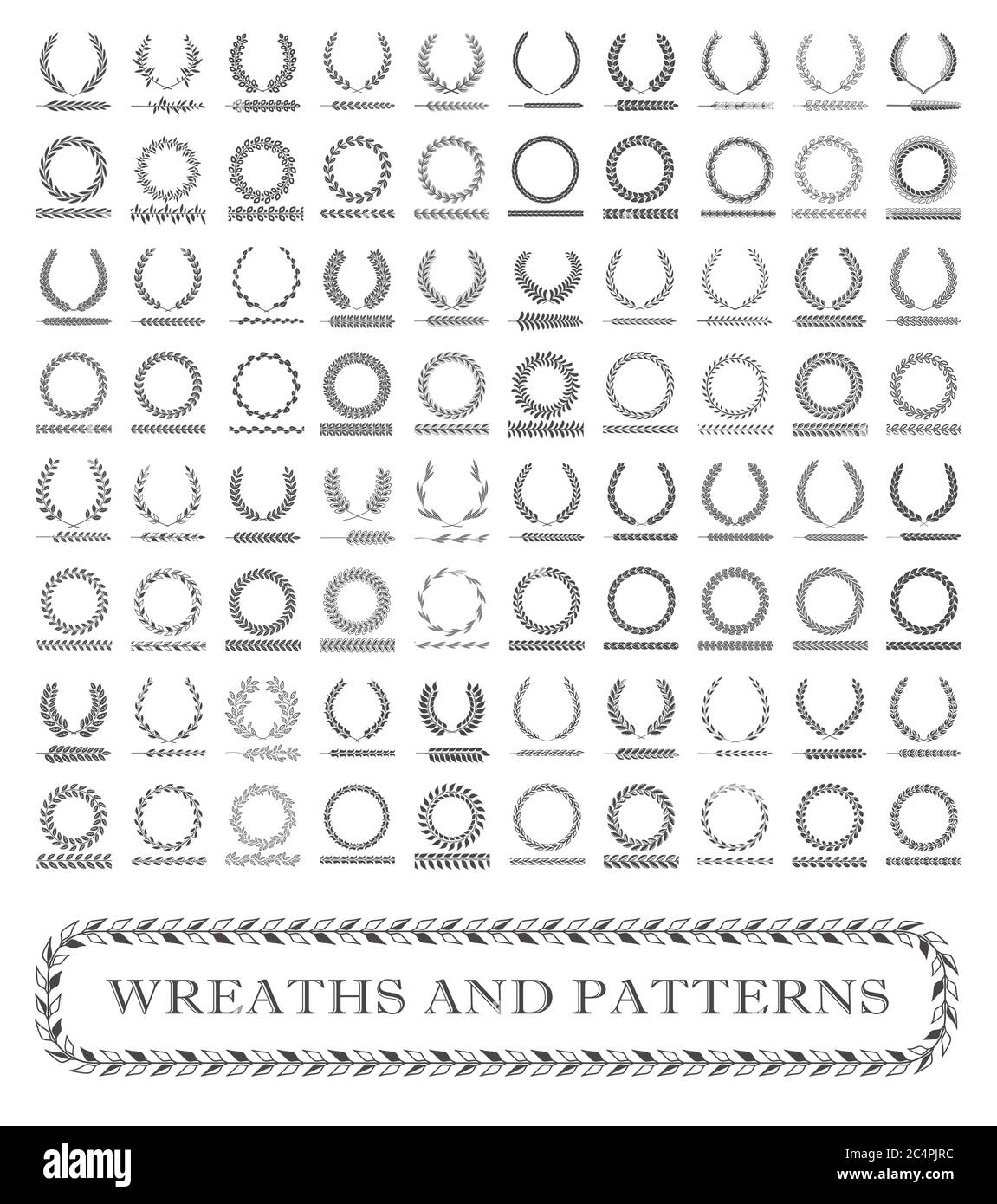 Kränze, Äste und Blattmuster. Vektorgrafik. Stock Vektor