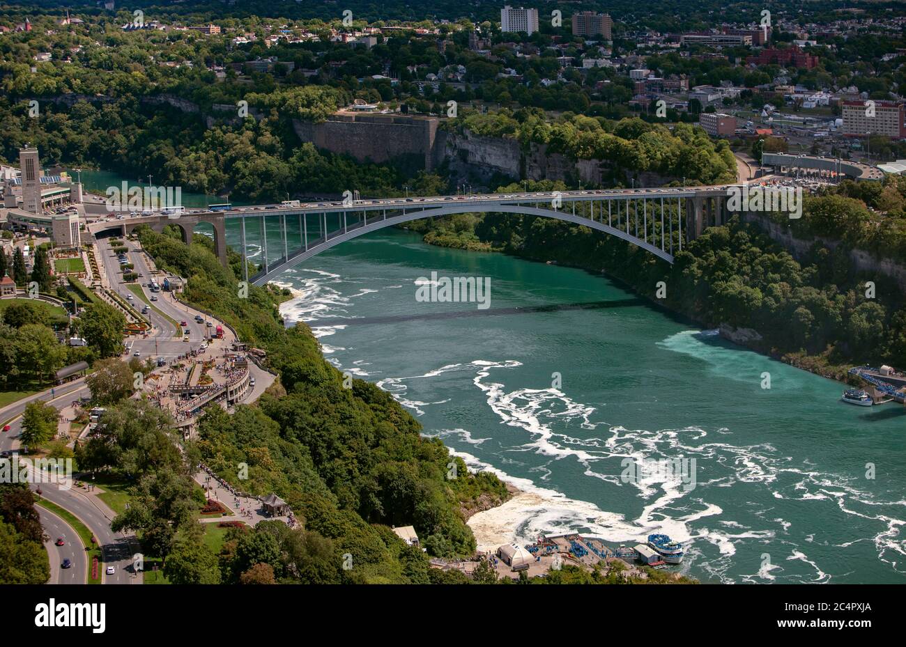 Niagara Falls International Rainbow Bridge Stockfoto