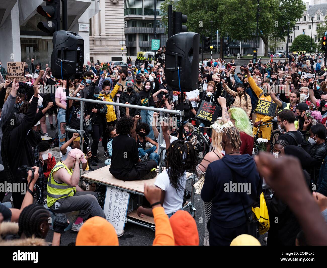 London, Großbritannien. Juni 2020. Ein friedlicher Protest für Black Trans Lives Matter findet in Central London statt. Kredit: Yousef Al Nasser/ Alamy Live Nachrichten Stockfoto