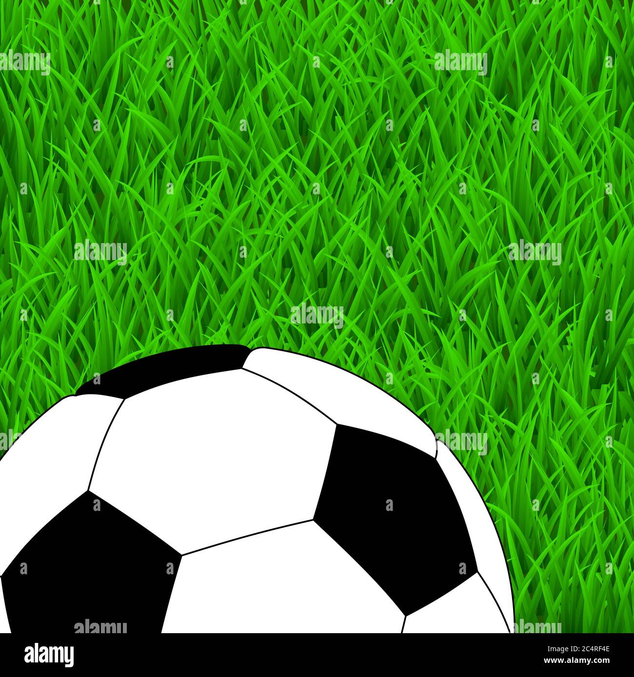 Fußball auf dem grünen Gras. Draufsicht Stock Vektor