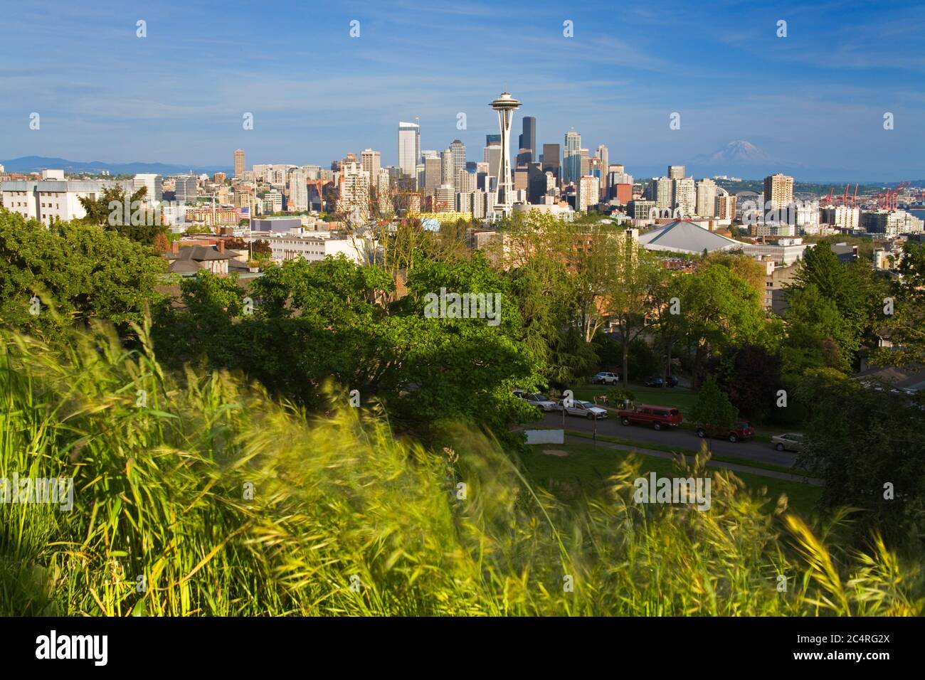 Skyline von Seattle von Queen Anne Hill, Seattle, Washington State, USA Stockfoto