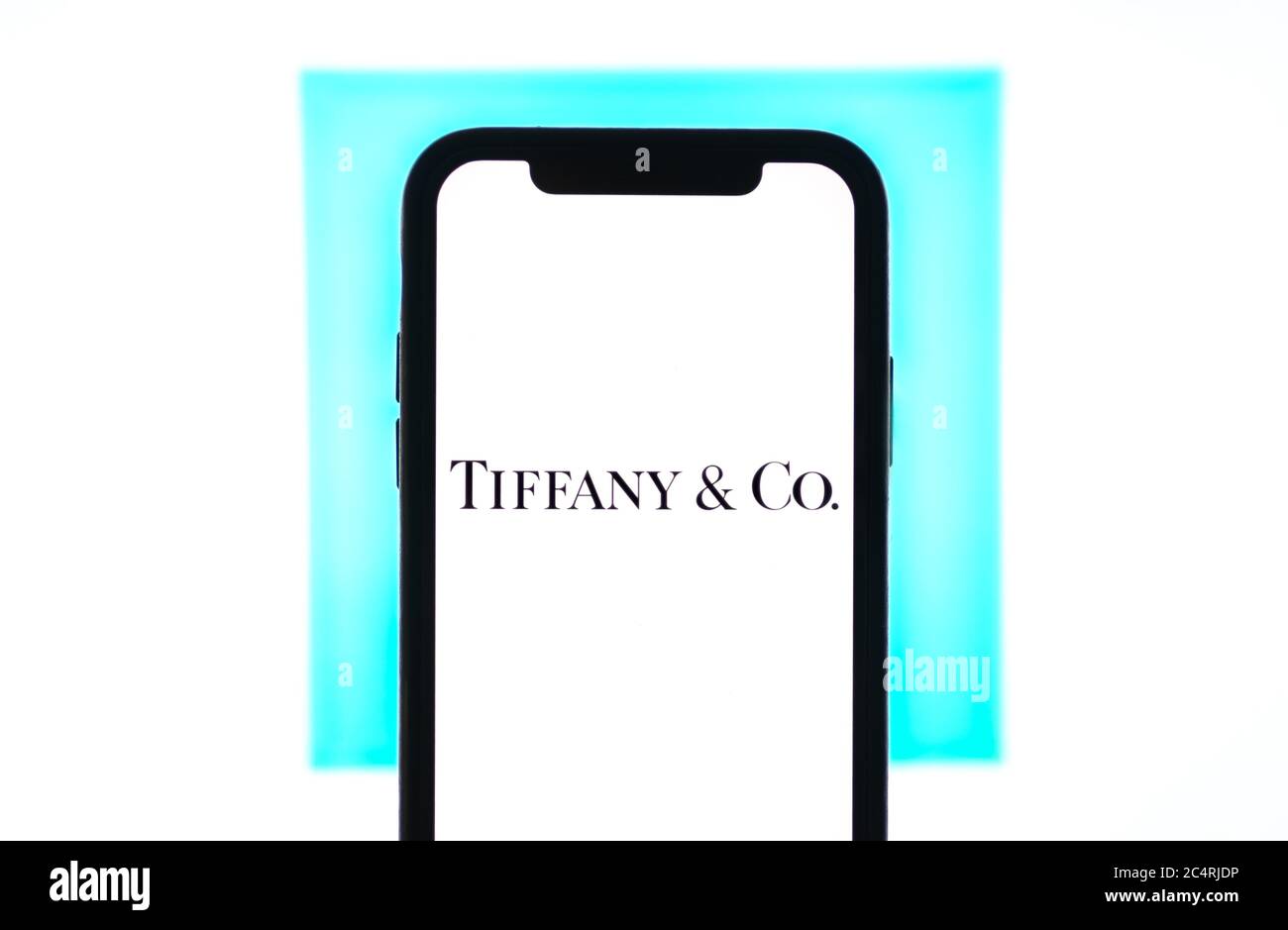 Tyffany und Co Logo auf dem Smartphone-Bildschirm. Stockfoto