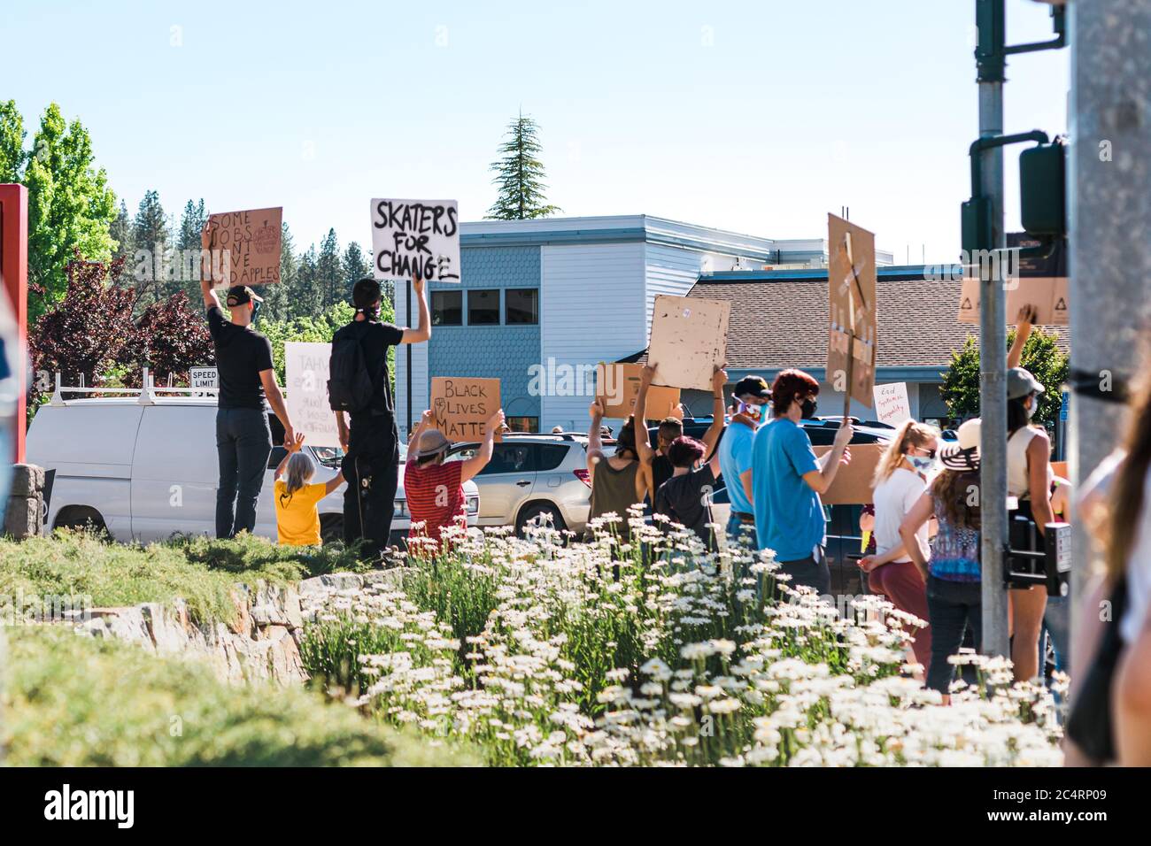 Friedliche Demonstrationen im ländlichen Grass Valley, Kalifornien Protest Stockfoto