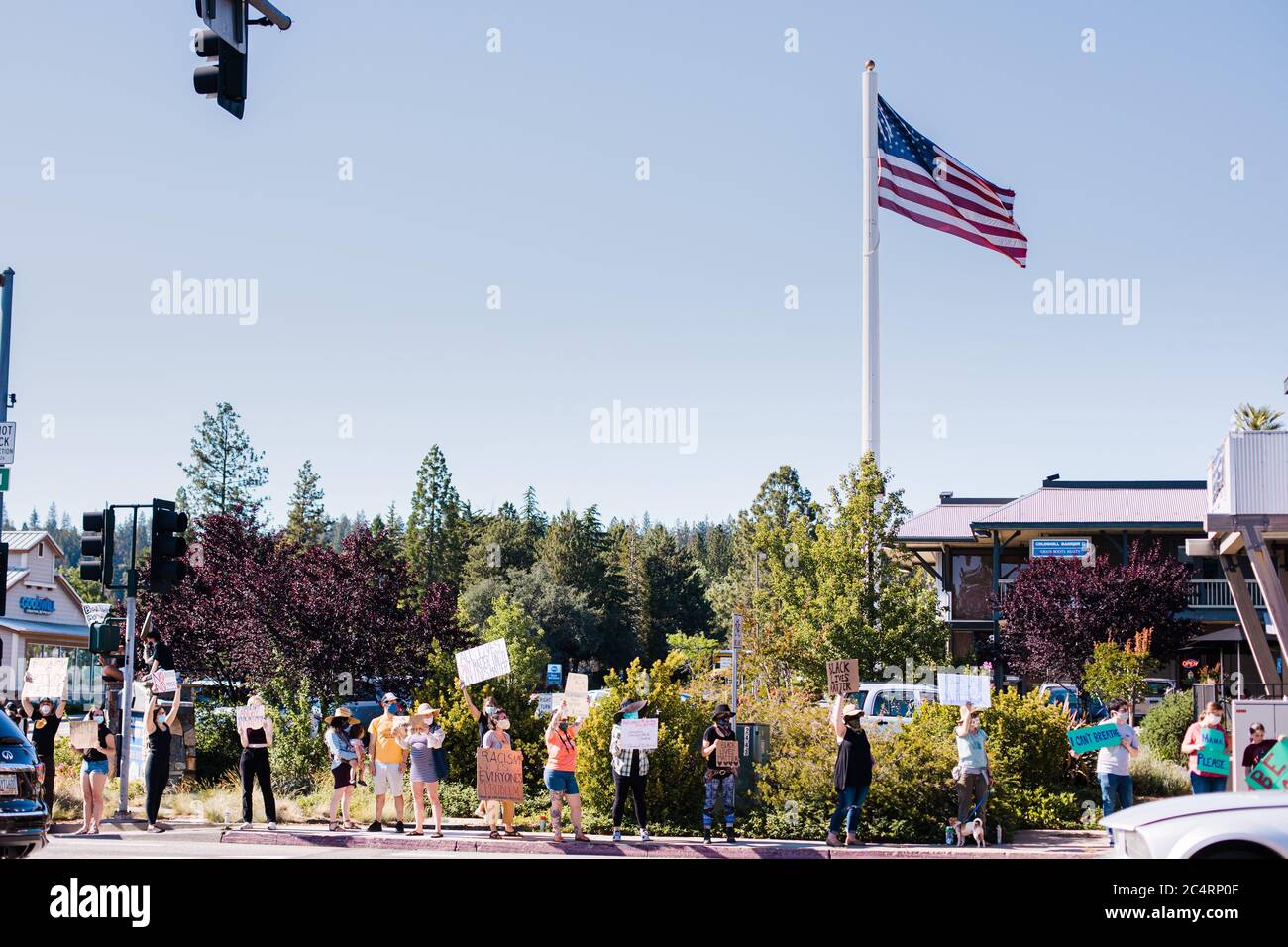Friedliche Demonstration in Grass Valley, Kalifornien potographiert b Stockfoto