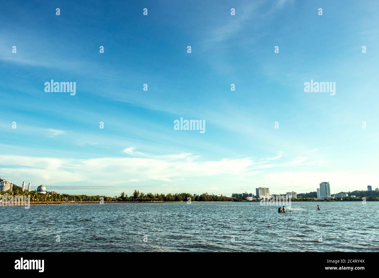 Leben um Likas Bucht Sabah Borneo Malaysia Stockfoto