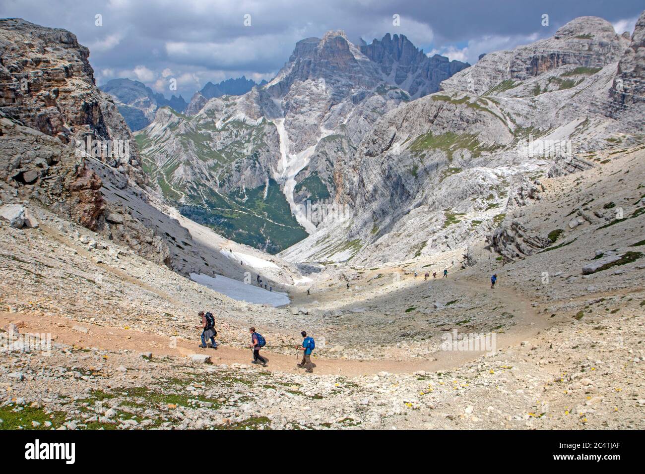 Wanderungen in den Sextner Dolomiten Stockfoto