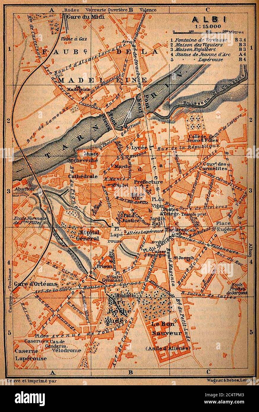 Karte von Albi, Frankreich, 1914 Stockfoto