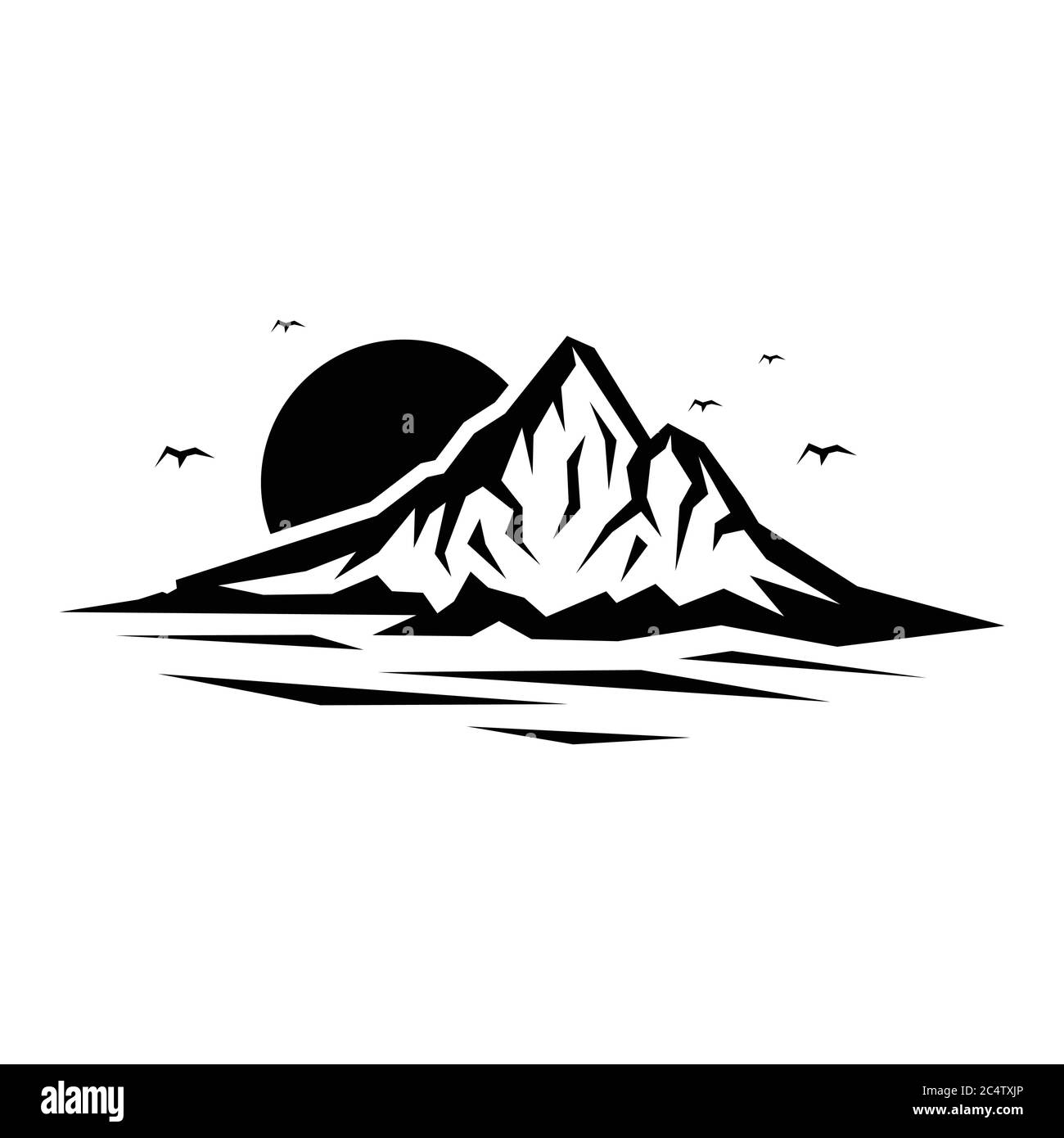 Landschaft Natur Vektor oder Outdoor Berg Silhouette für Element Design. Berge und Reise-Symbole für Tourismusorganisationen oder Outdoor-Veranstaltungen Stock Vektor