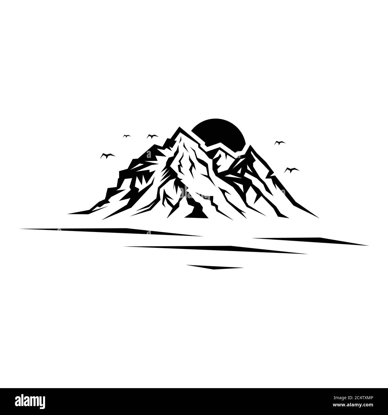 Landschaft Natur Vektor oder Outdoor Berg Silhouette für Element Design. Berge und Reise-Symbole für Tourismusorganisationen oder Outdoor-Veranstaltungen Stock Vektor