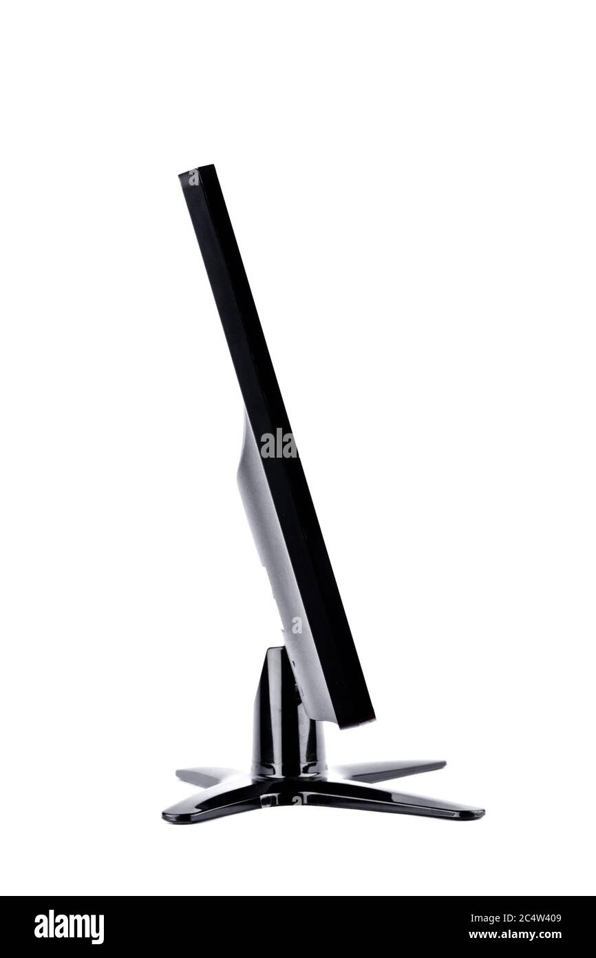 Seite des Bildschirms LED-Monitor Computer-Display auf weißem Hintergrund Hardware Desktop-Technologie isoliert Stockfoto