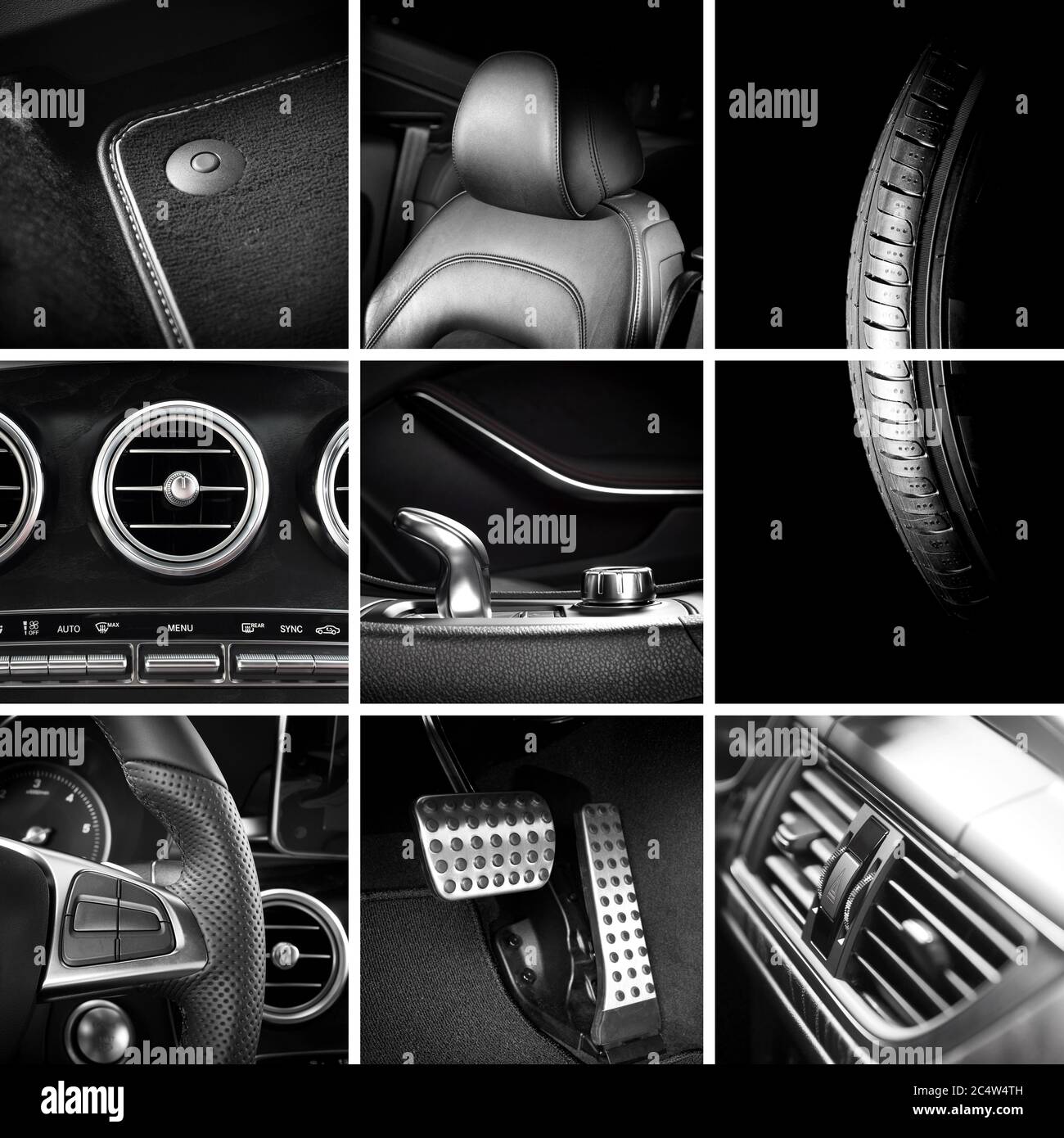 Auto Interieur Details Collage Stockfoto