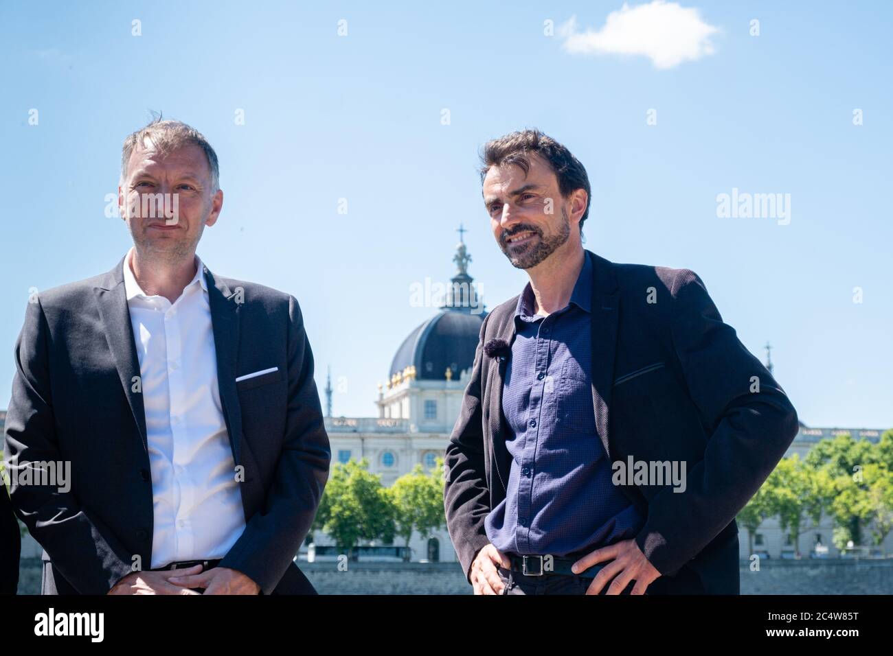 Bruno Bernard, Präsident der Metropole Lyon mit Grégory Doucet Bürgermeister von Lyon Stockfoto